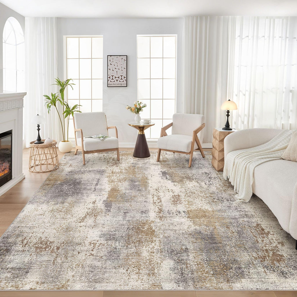 DMOYEST Area Rug Living Room Rugs 9x12 Washable Abstract Grey Carpet