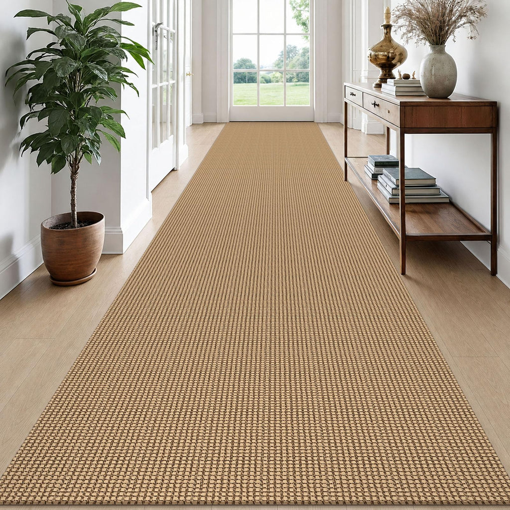 EARTHALL Woven Area Rugs 6x9 Ft Washable Living Room Rugs Non Slip Rubber Backed Dining Room Rug Braided Bedroom Rugs Indoor Floor Carpet for Living Room, Bedroom, Dining Room, Beige/Ivory