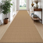 EARTHALL Woven Area Rugs 6x9 Ft Washable Living Room Rugs Non Slip Rubber Backed Dining Room Rug Braided Bedroom Rugs Indoor Floor Carpet for Living Room, Bedroom, Dining Room, Beige/Ivory