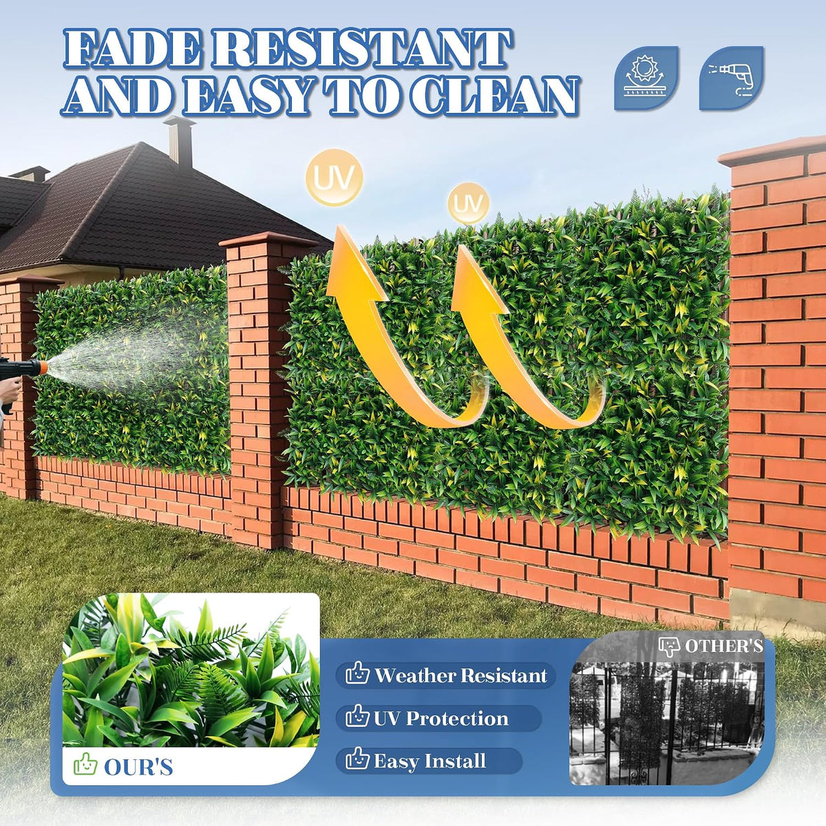 ECOOPTS 20"x20" Faux Ivy Privacy Fence Screen Artificial Boxwood Panels Topiary Hedge Plants for Indoor Outdoor Decoration, #3 Mixed Leaves, 29 Packs