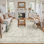 PureCozy Blue 6x6 Round Area Rug Vintage Washable Carpet Non Slip