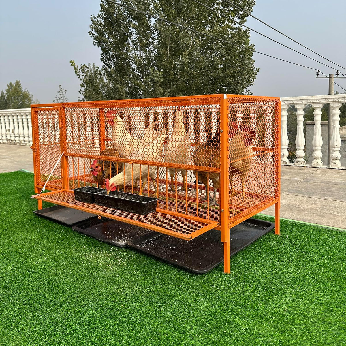 Large Chicken Coop Rabbit Hutch Outdoor Yard Poultry Cage and Run Hen Duck Coop with Removable Tray for Various Pets(Size:39.37x23.6x28.7in)