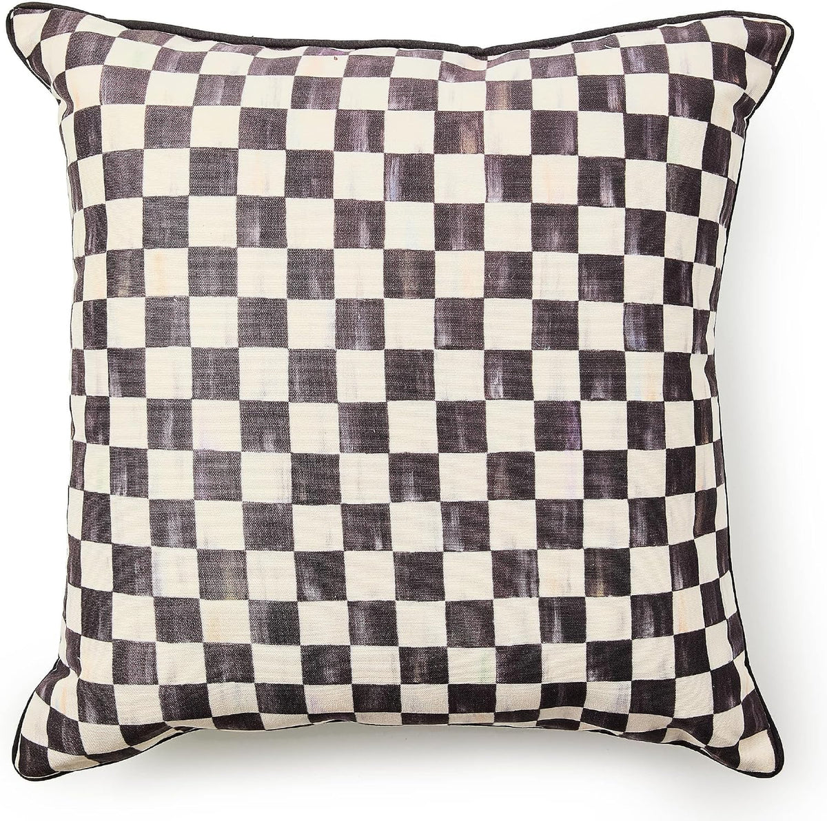 MACKENZIE-CHILDS Outdoor Pillow, 20x20, Black-and-White Courtly Check