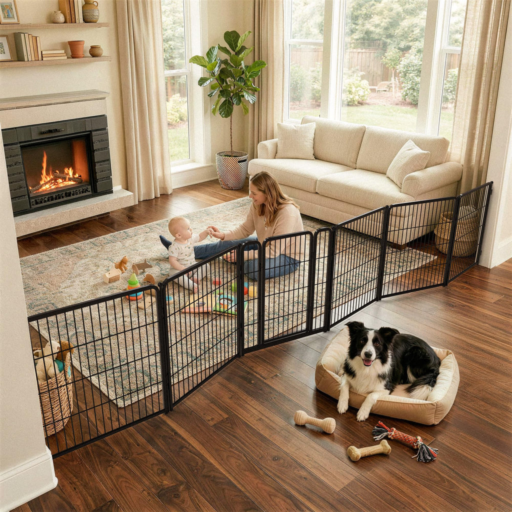 FXW Dog Gate, Extra Wide Adjustable for Openings Up to 165", 32" H