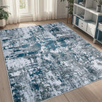 8x10 Area Rugs for Living Room Washable Bedroom Dining Room Blue Grey