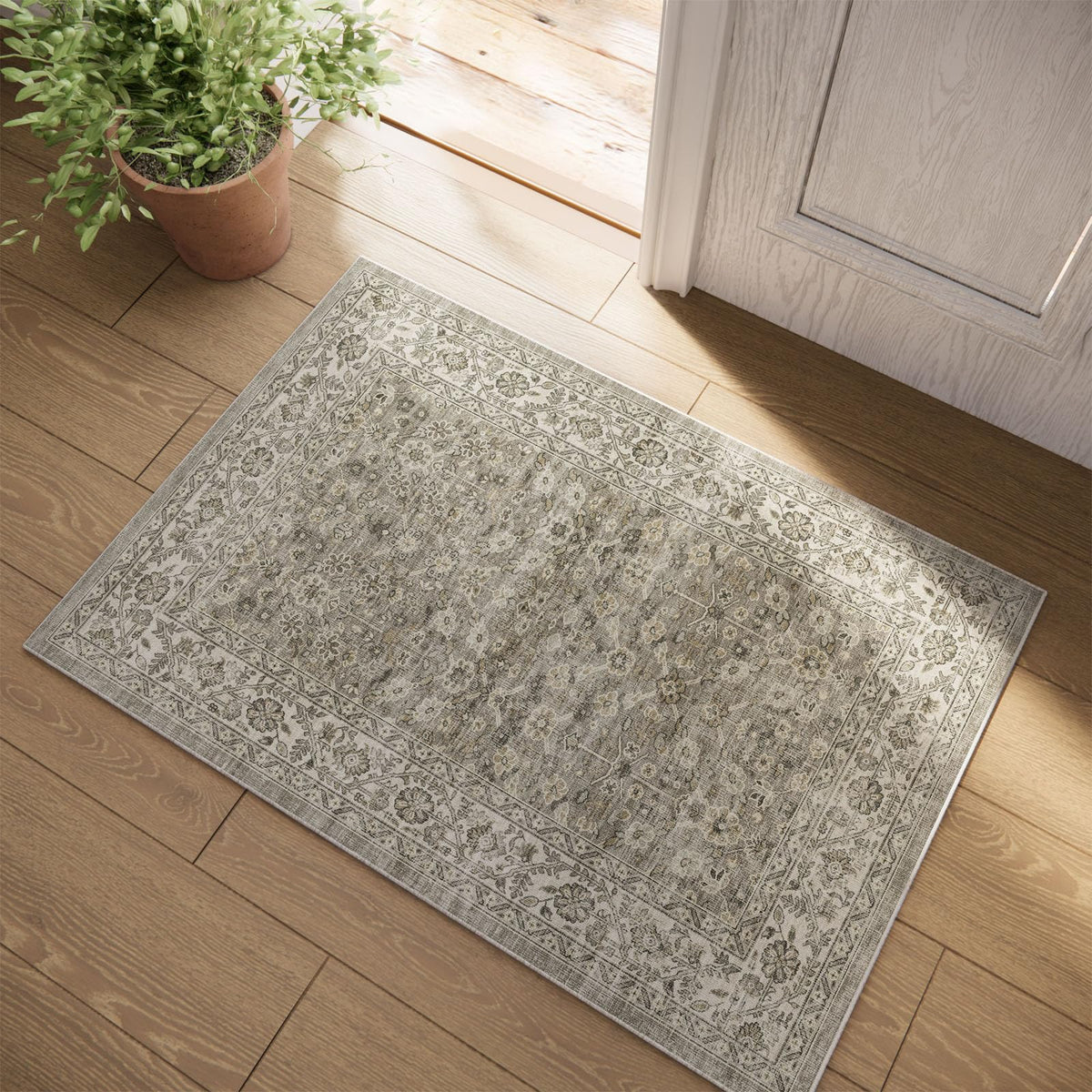 Washable Area Rugs for Living Room: 9x12 Bedroom Rug Boho Vintage Area Rug Stain Resistant Non Slip Low Pile Lightweight Soft Carpets for Dining Room Kitchen Nursery Kids Room Playroom Home Office