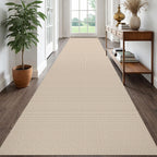 EARTHALL Woven Area Rugs 6x9 Ft Washable Living Room Rugs Non Slip Rubber Backed Dining Room Rug Braided Bedroom Rugs Indoor Floor Carpet for Living Room, Bedroom, Dining Room, Beige/Ivory