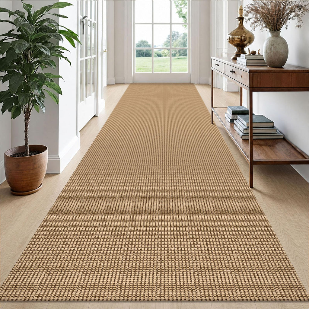 EARTHALL Woven Area Rugs 6x9 Ft Washable Living Room Rugs Non Slip Rubber Backed Dining Room Rug Braided Bedroom Rugs Indoor Floor Carpet for Living Room, Bedroom, Dining Room, Beige/Ivory