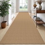 EARTHALL Woven Area Rugs 6x9 Ft Washable Living Room Rugs Non Slip Rubber Backed Dining Room Rug Braided Bedroom Rugs Indoor Floor Carpet for Living Room, Bedroom, Dining Room, Beige/Ivory