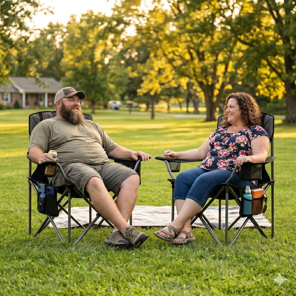 FAIR WIND 2-Pack Padded Oversized Camping Chair Heavy Duty for Adults