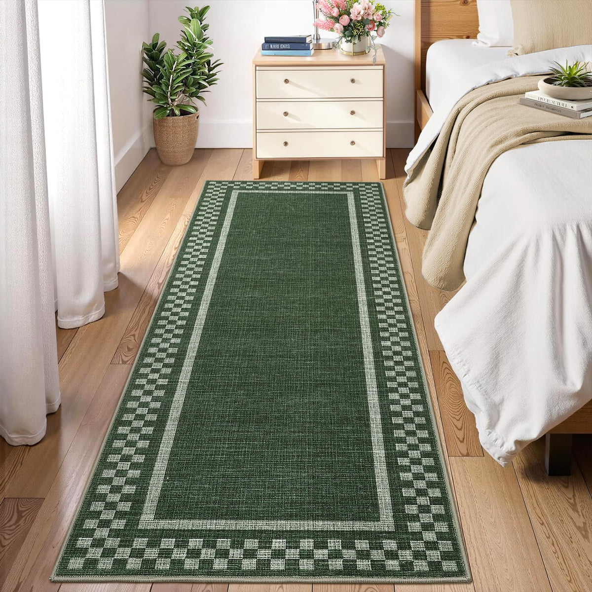 GarveeHome 5x7 Washable Area Rug Checkered Rug for Bedroom Living Room