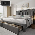 CypBed King Size Bed Frame with Headboard & 4-Storage Drawers, Upholstered