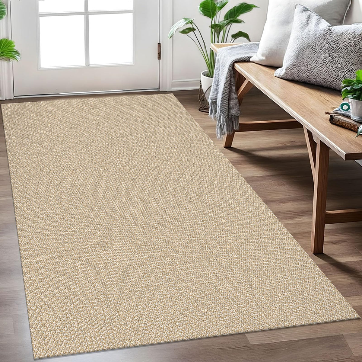 EARTHALL Washable Area Rug, Non Slip Living Room Rug, 5x7 Ft, Sand/Beige