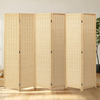 4 Panel Bamboo Room Divider, Folding Privacy Screen, Natural