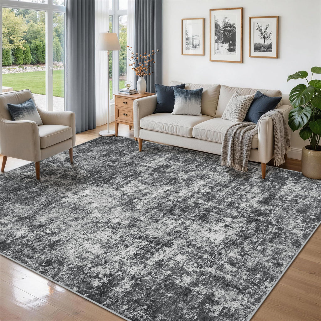 8x10 Area Rugs for Living Room Washable Bedroom Dining Room Blue Grey