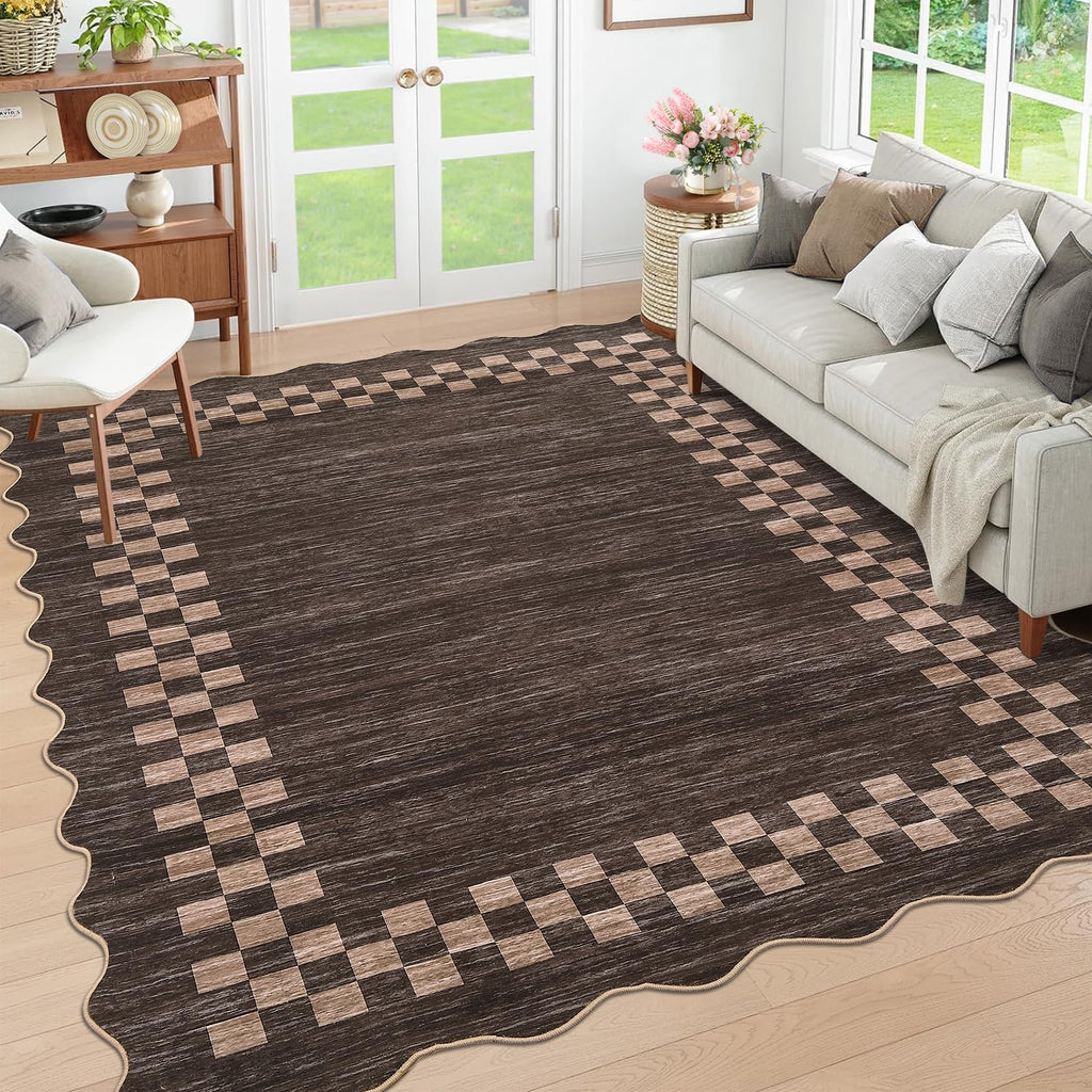 GarveeHome 5x7 Washable Area Rug Checkered Rug for Bedroom Living Room