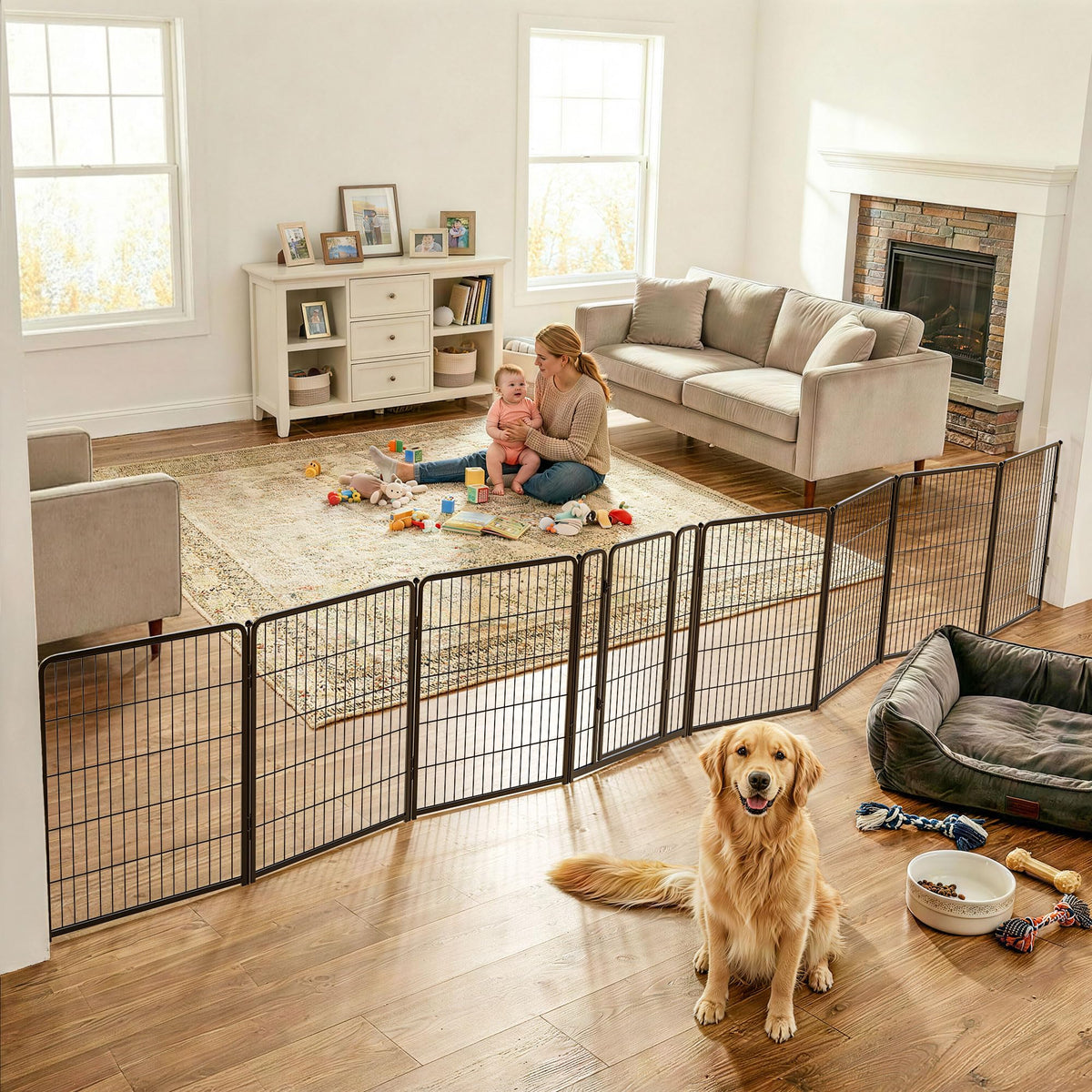 FXW Dog Gate, Extra Wide Adjustable for Openings Up to 165", 32" H