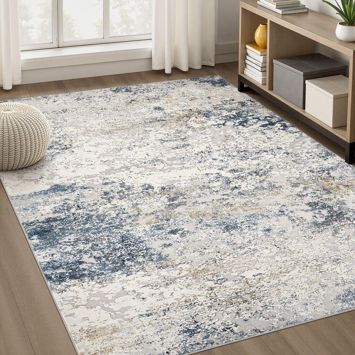 DMOYEST Area Rug Living Room Rugs 9x12 Washable Abstract Grey Carpet