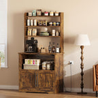 63" Kitchen Bakers Rack with Power Outlet, Coffee Bar Cabinet