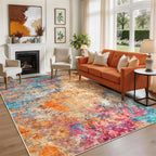 8x10 Area Rugs for Living Room Washable Bedroom Dining Room Blue Grey