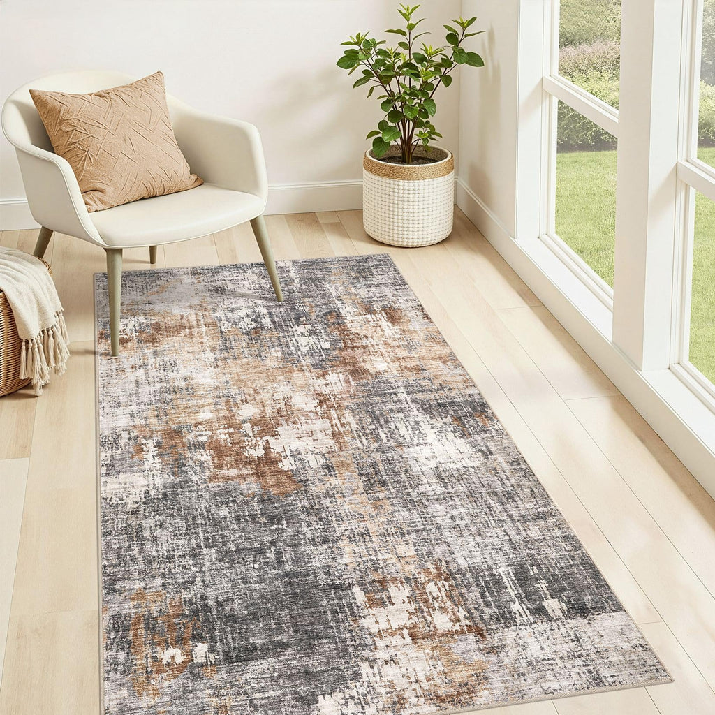 DMOYEST Area Rug Living Room Rugs 9x12 Washable Abstract Grey Carpet
