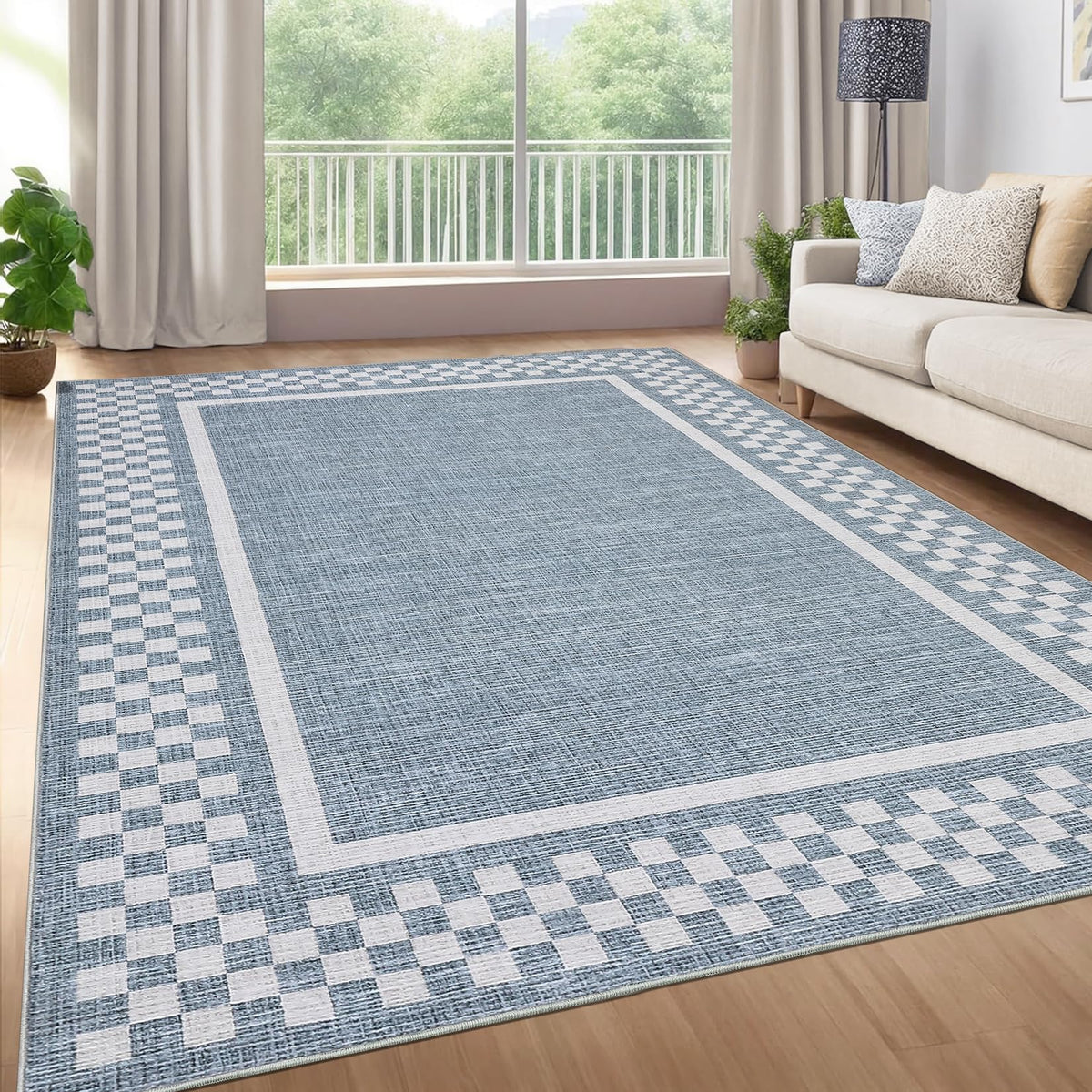 GarveeHome 5x7 Washable Area Rug Checkered Rug for Bedroom Living Room