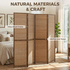 HOMCOM Room Divider, 6 FT Tall Folding Privacy Screen, 4-Panel Boho Brown