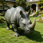 12.6 Inch Hippopotamus Garden Statue, Realistic Resin Outdoor Sculpture for Yard Lawn Patio Porch Decor, Grey