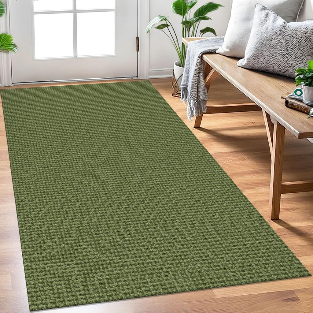 EARTHALL Woven Area Rugs 6x9 Ft Washable Living Room Rugs Non Slip Rubber Backed Dining Room Rug Braided Bedroom Rugs Indoor Floor Carpet for Living Room, Bedroom, Dining Room, Beige/Ivory