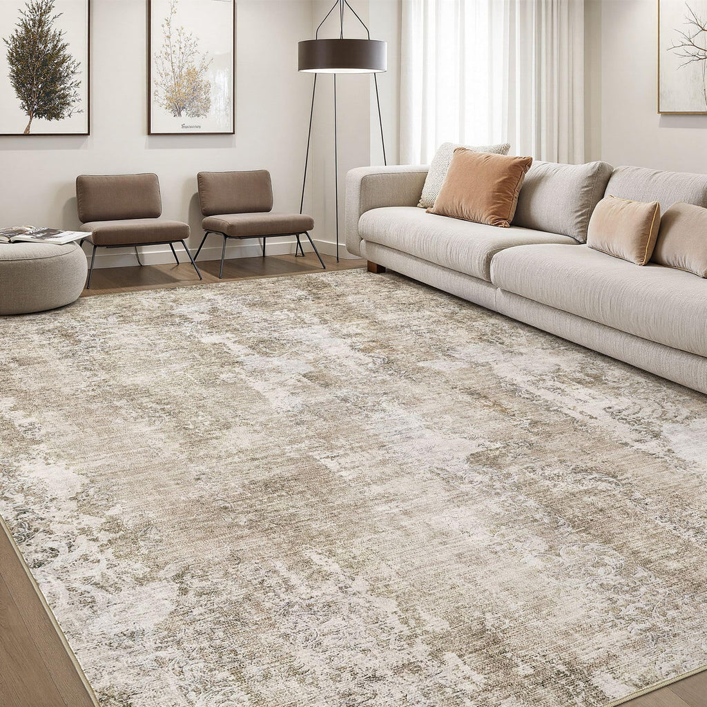 DMOYEST Area Rug Living Room Rugs 9x12 Washable Abstract Grey Carpet