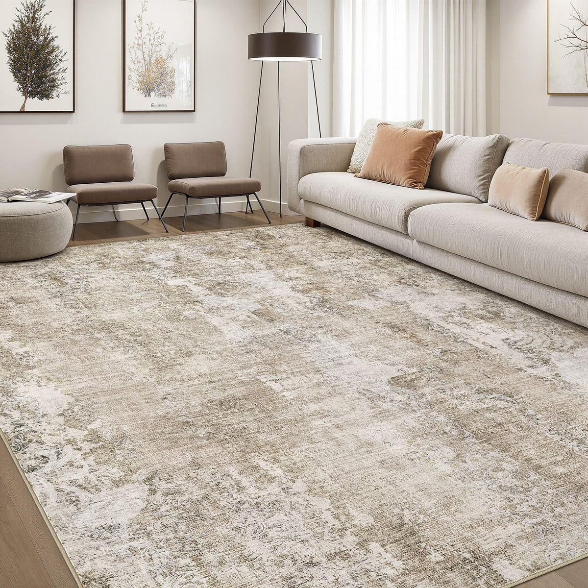 DMOYEST Area Rug Living Room Rugs 9x12 Washable Abstract Grey Carpet