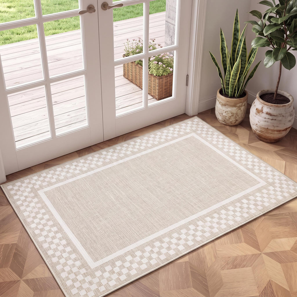 GarveeHome 5x7 Washable Area Rug Checkered Rug for Bedroom Living Room