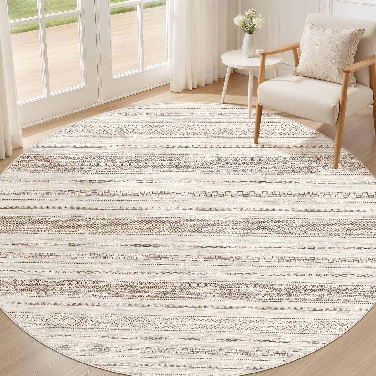 Nakagishi Boho 8x10 Area Rug Living Room Rugs Machine Washable Beige