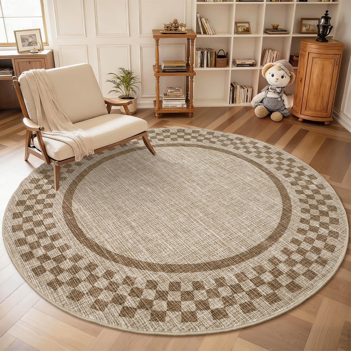 GarveeHome 5x7 Washable Area Rug Checkered Rug for Bedroom Living Room