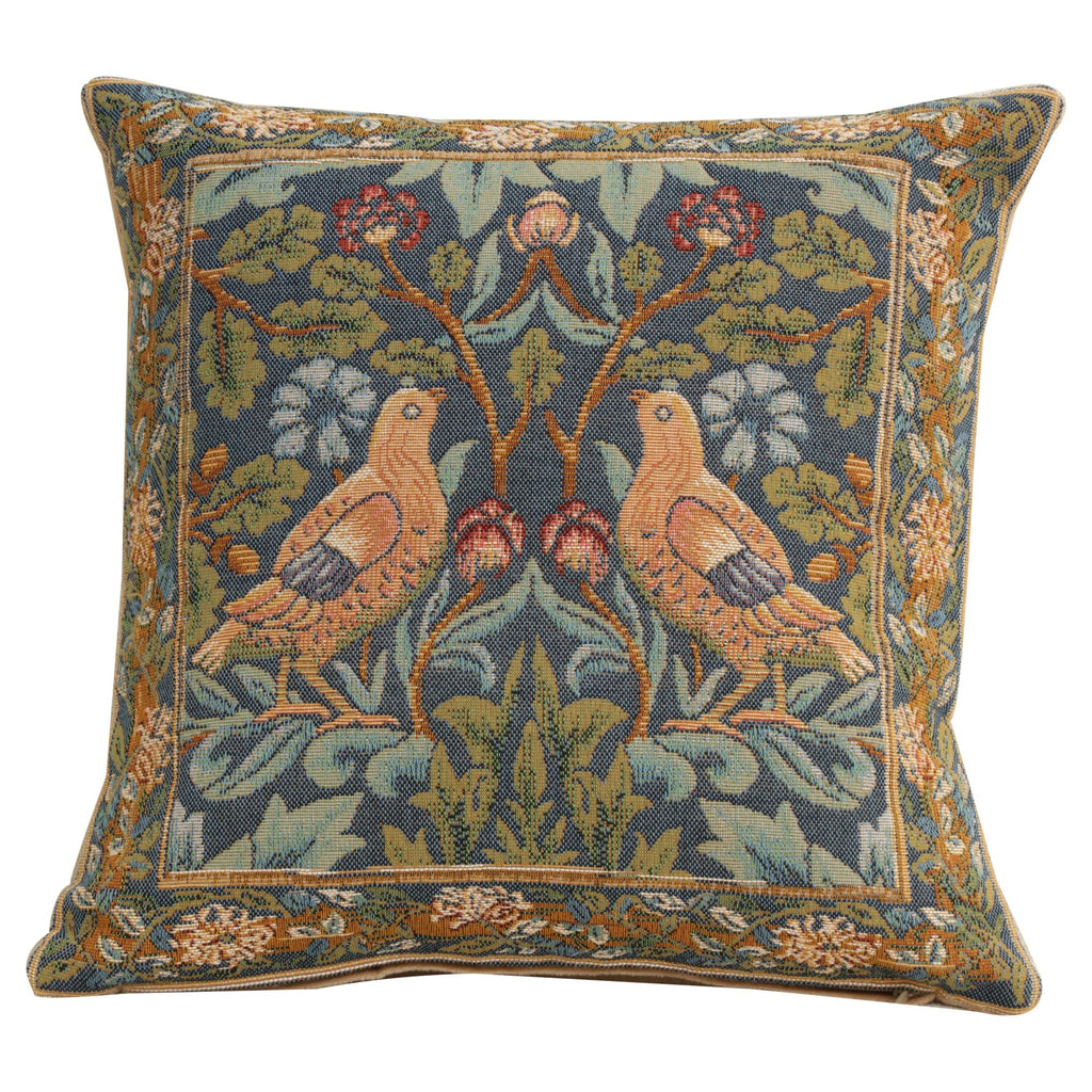 William Morris Birds Face to Face II Tapestry Throw Pillow Cover 19 x 19 in