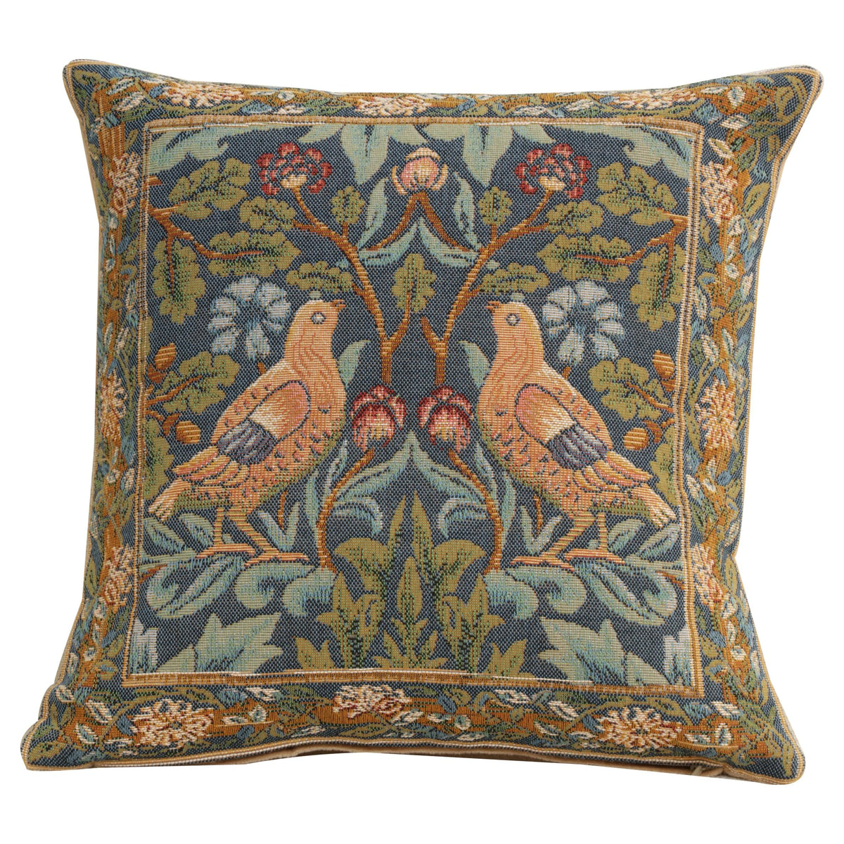 William Morris Birds Face to Face II Tapestry Throw Pillow Cover 19 x 19 in