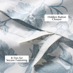 EverGrace 100% Cotton Sateen Duvet Cover Set, King Size, Blue Linen