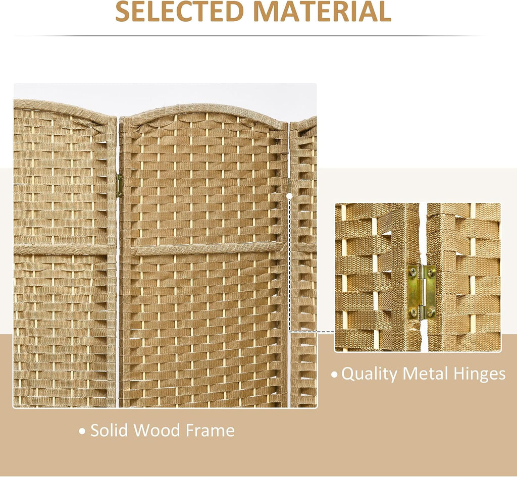 HOMCOM Room Divider 8 Panel Folding Privacy Screen 5.6' Tall Nature Wood