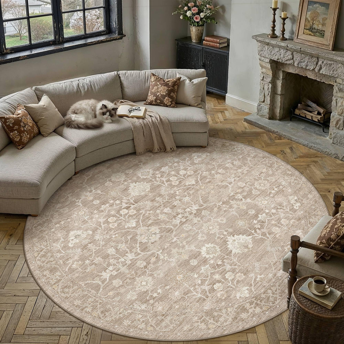 HUGEAR 8x10 Beige Neutral Area Rugs Washable Rug Carpet