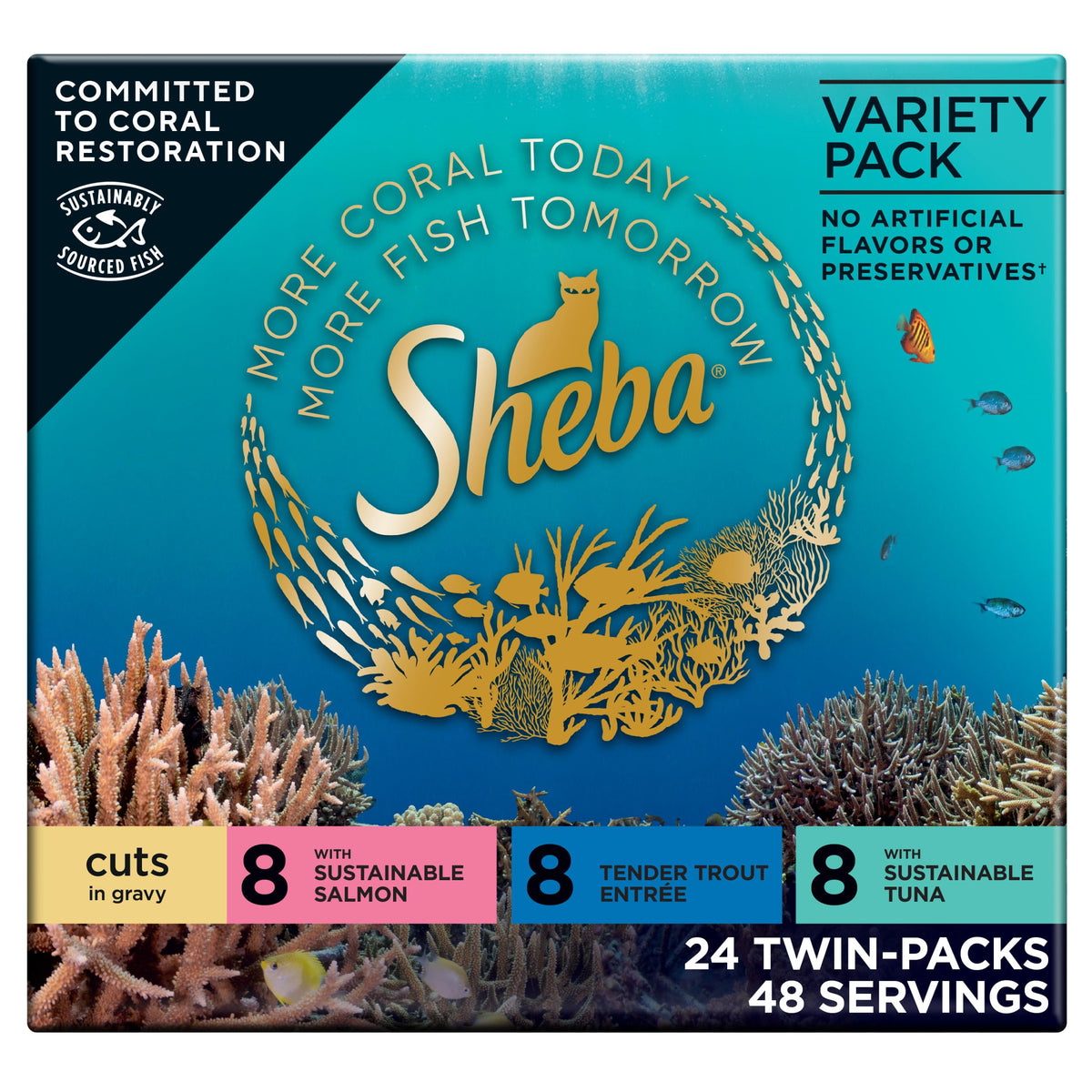 Sheba Perfect Portions Cuts Wet Cat Food, Variety Pack, 2.6 oz, 48 ct