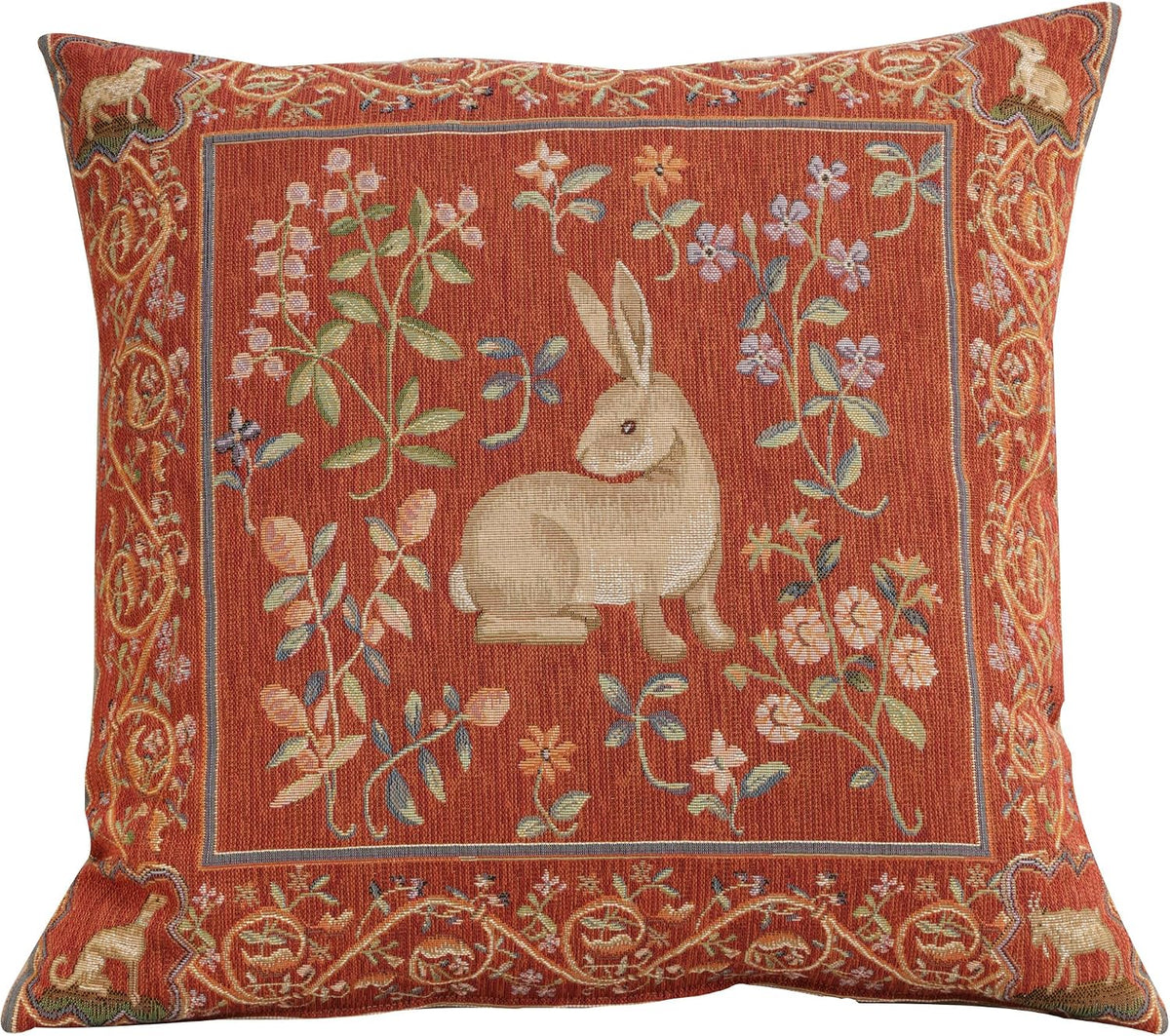 Medieval Rabbit I Tapestry Throw Pillow Cover 19"x19" With Invisible Zipper