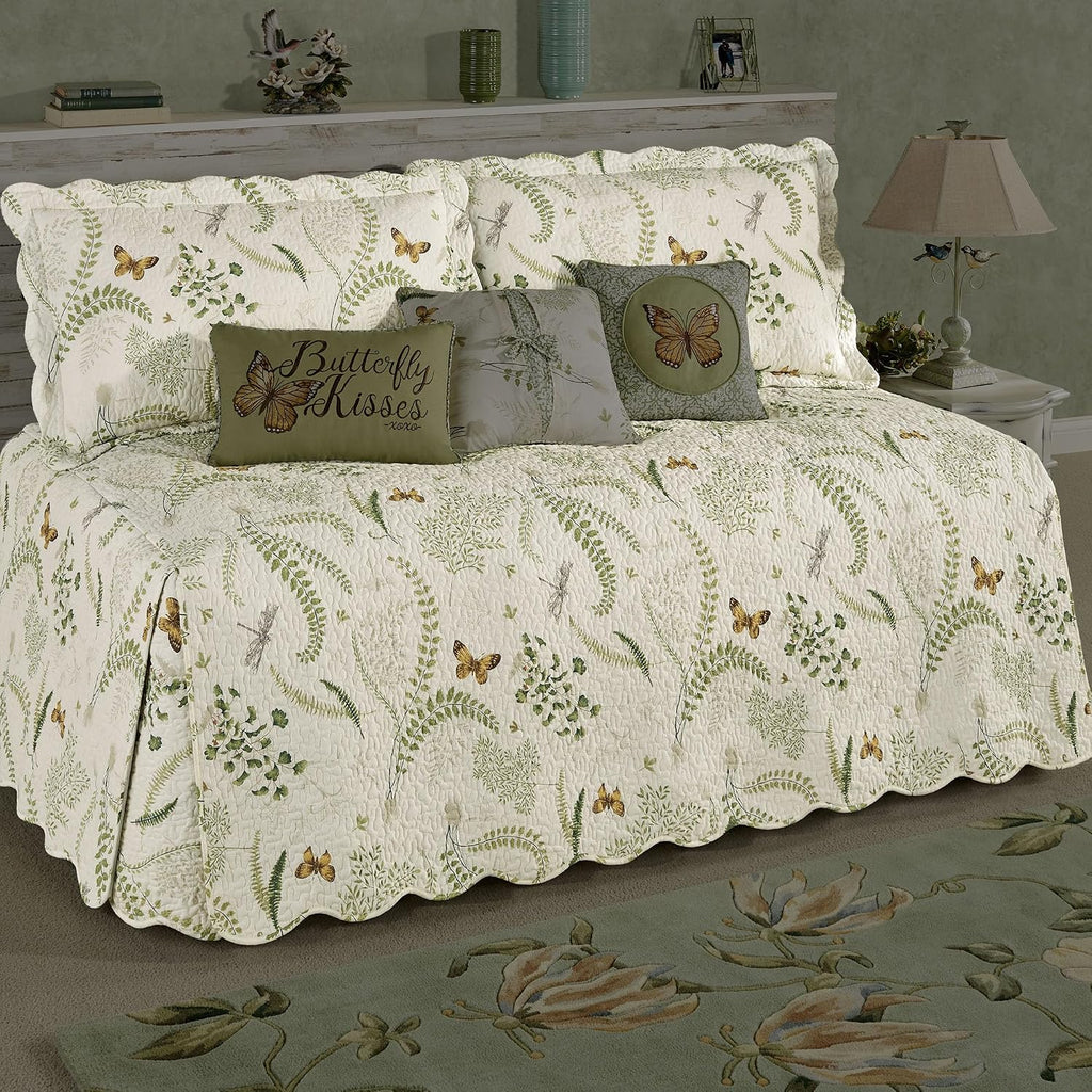 Touch of Class Floral Butterfly Eden Daybed Set, Eggshell, 3 Pc Set