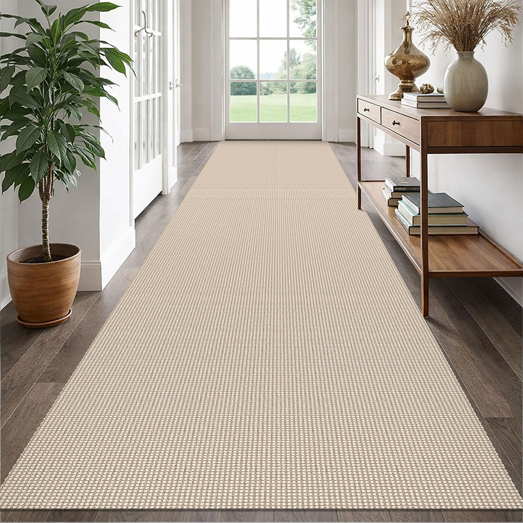 EARTHALL Woven Area Rugs 6x9 Ft Washable Living Room Rugs Non Slip Rubber Backed Dining Room Rug Braided Bedroom Rugs Indoor Floor Carpet for Living Room, Bedroom, Dining Room, Beige/Ivory