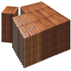 PrimeZone 54 PCS Solid Acacia Wood Interlocking Deck Tiles Outdoor, Brown