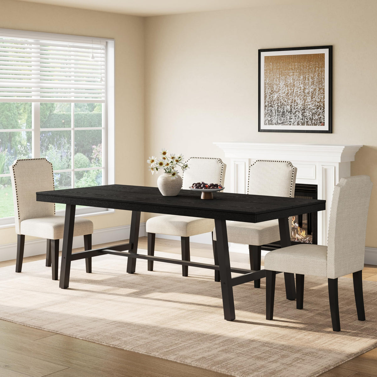 GarveeHome Industrial Dining Table for 6-8 People, 70.87" Long Large Kitchen Table with Sturdy Metal Frame, Rectangular Counter for Dinner, Kitchen, Dining Room (Grey, 71" Non-extendable)