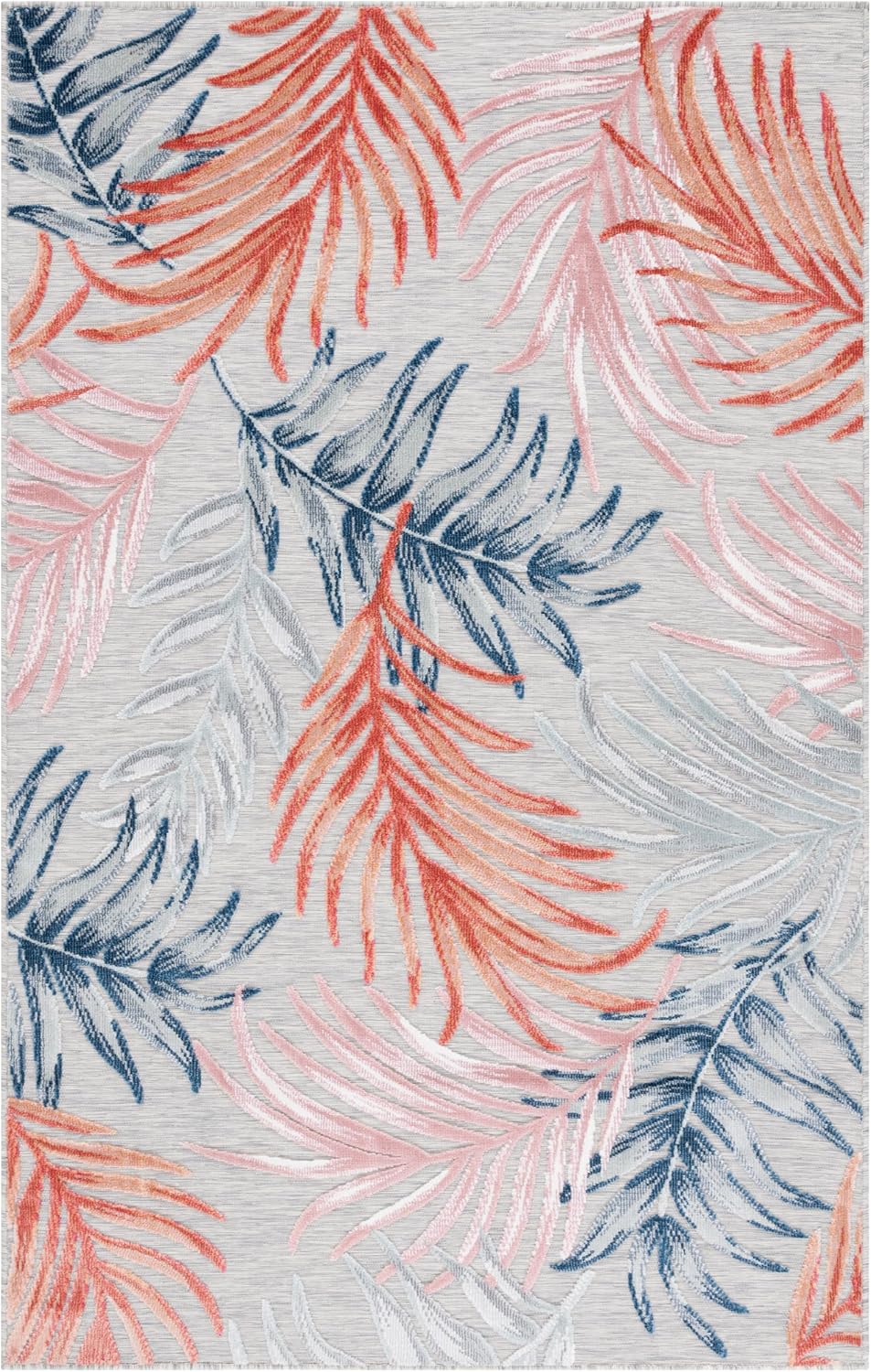 SAFAVIEH Washable Rug Outdoor Cabana Collection - 6'5" x 9'6", Grey & Rust, Non-Shedding & Easy to Clean, Ideal for Patio, Backyard, Mudroom (CBN458F)