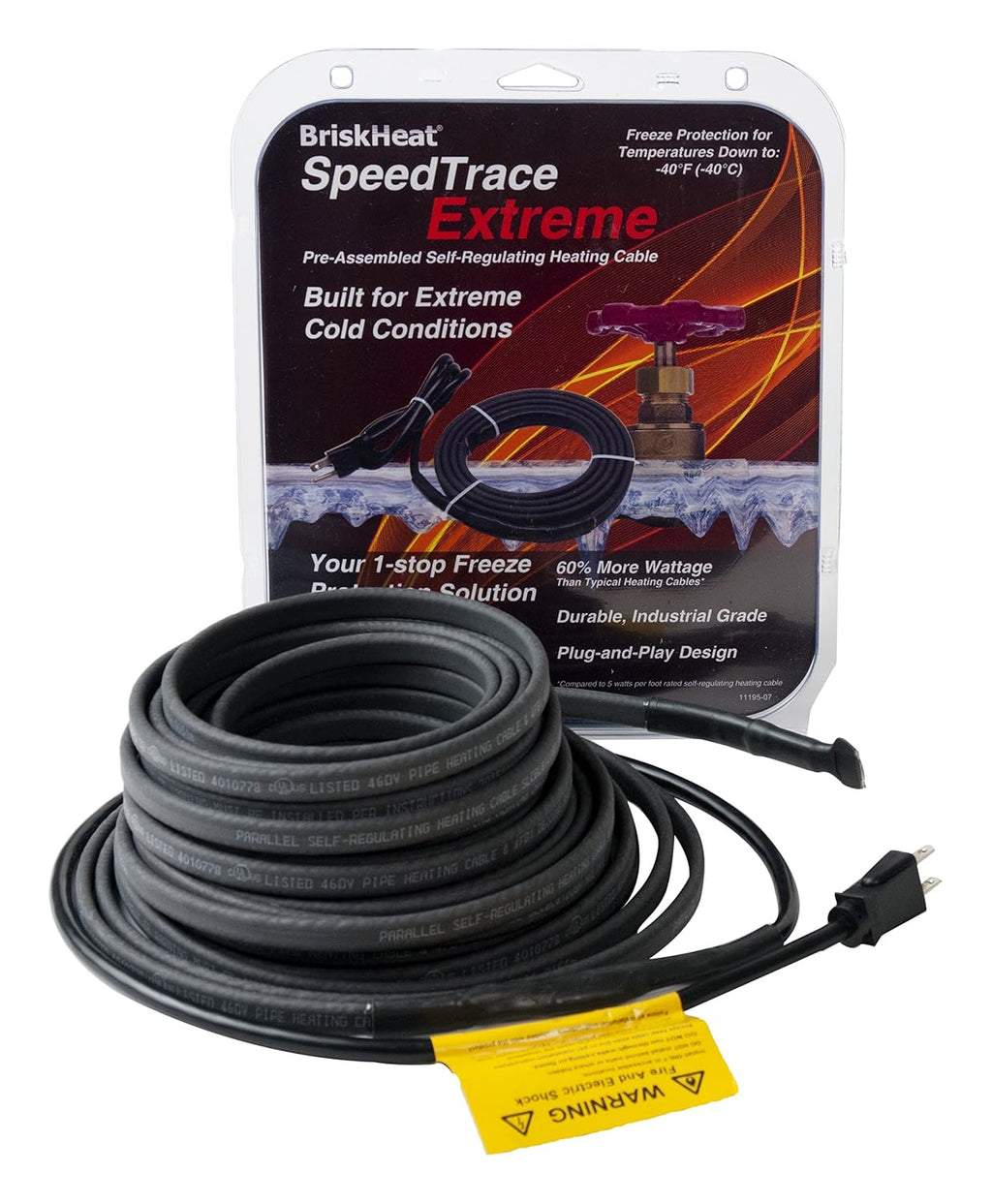 BriskHeat FFSL81-12 Speedtrace Extreme Heating Cable, 8 Watts/ft, 120V, 12ft with Plug