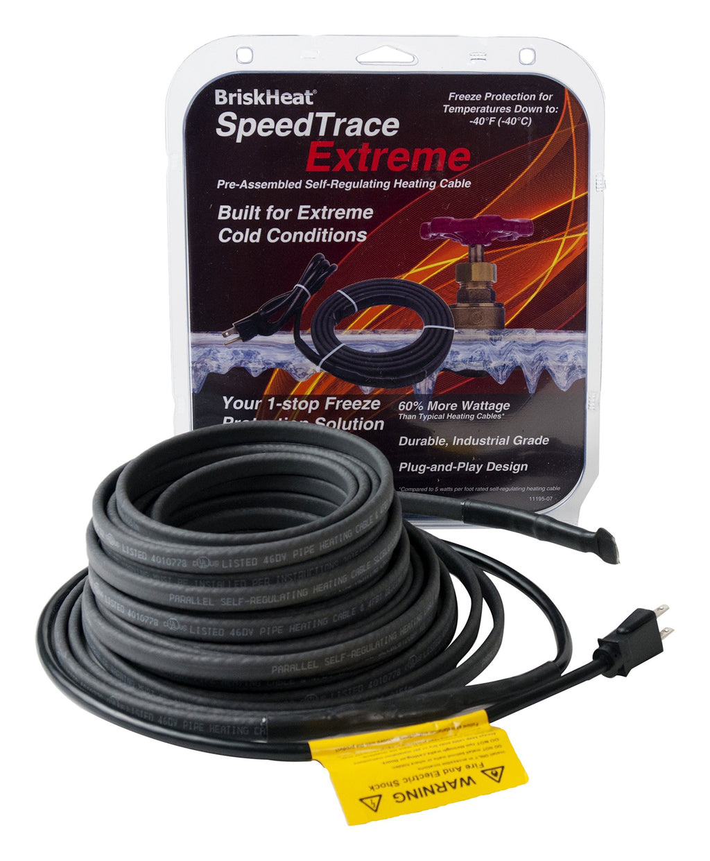 BriskHeat FFSL81-12 Speedtrace Extreme Heating Cable, 8 Watts/ft, 120V, 12ft with Plug