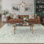 PureCozy Blue 6x6 Round Area Rug Vintage Washable Carpet Non Slip