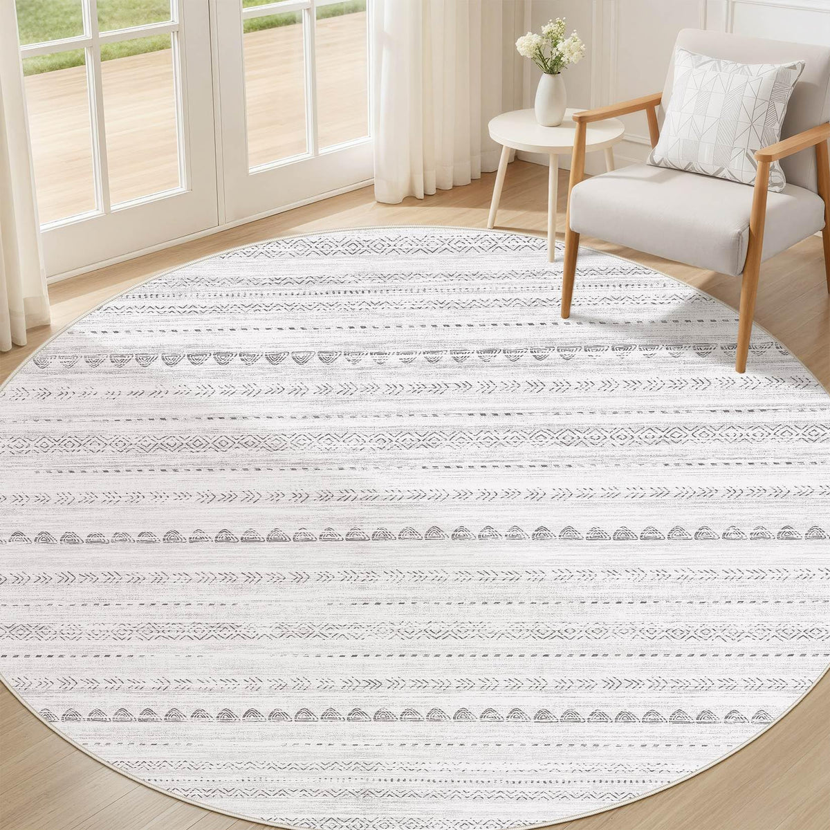 Nakagishi Boho 8x10 Area Rug Living Room Rugs Machine Washable Beige